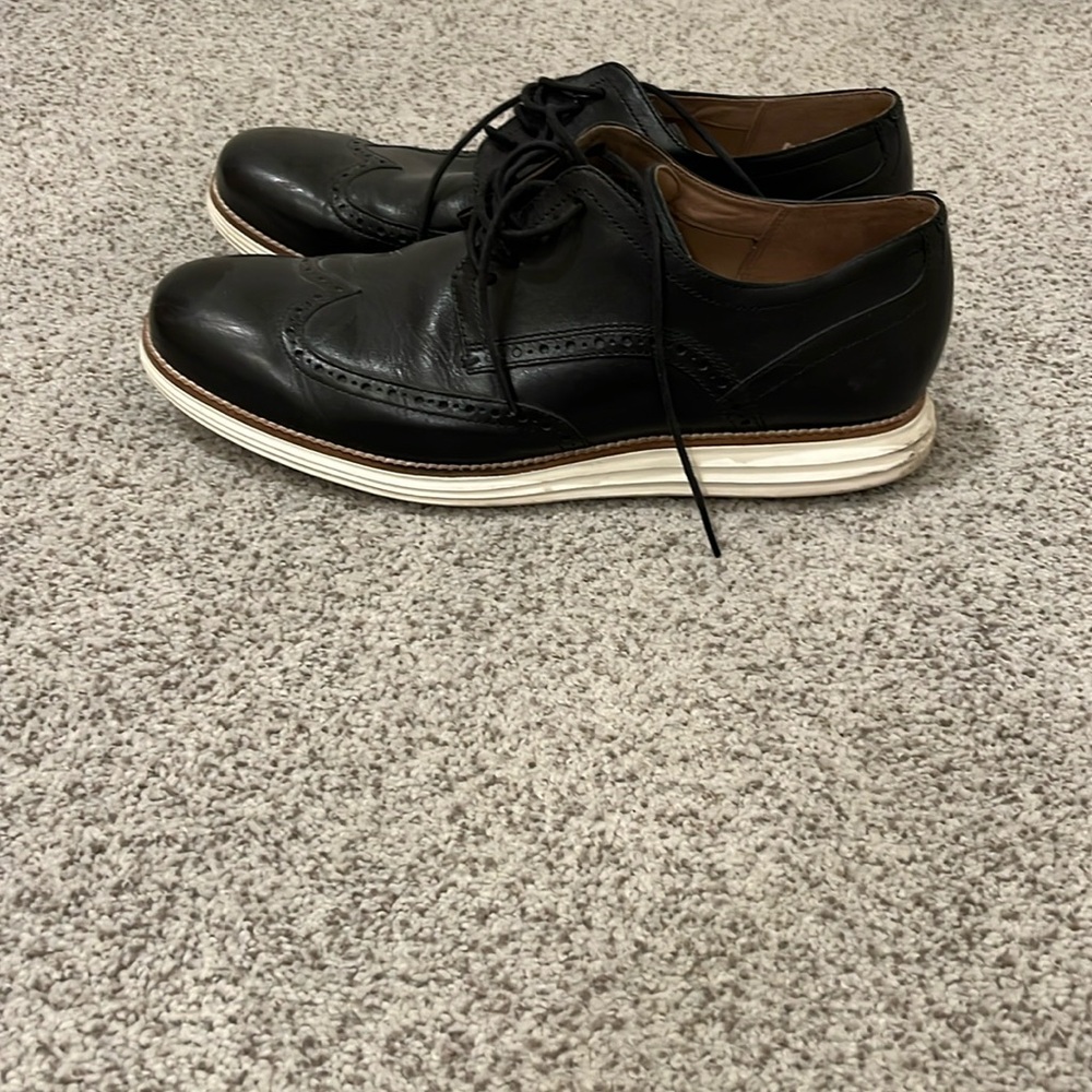 Black dress shoes with white soles
Original Grand brand 
Average condition